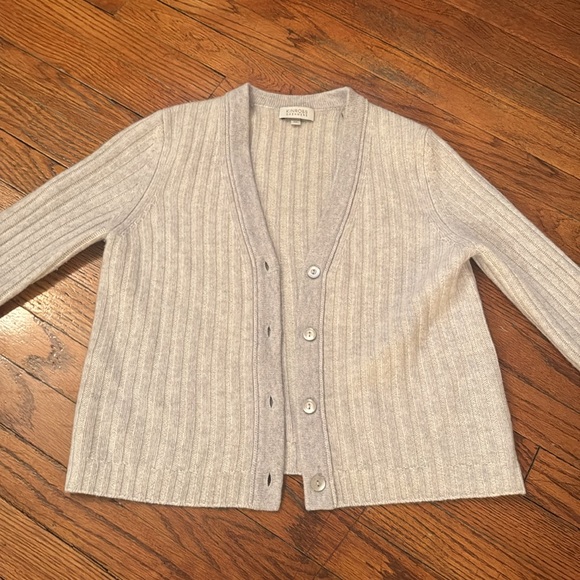 KINROSS Cashmere Cable Knit Color Block Cropped Cardigan - Picture 2 of 7